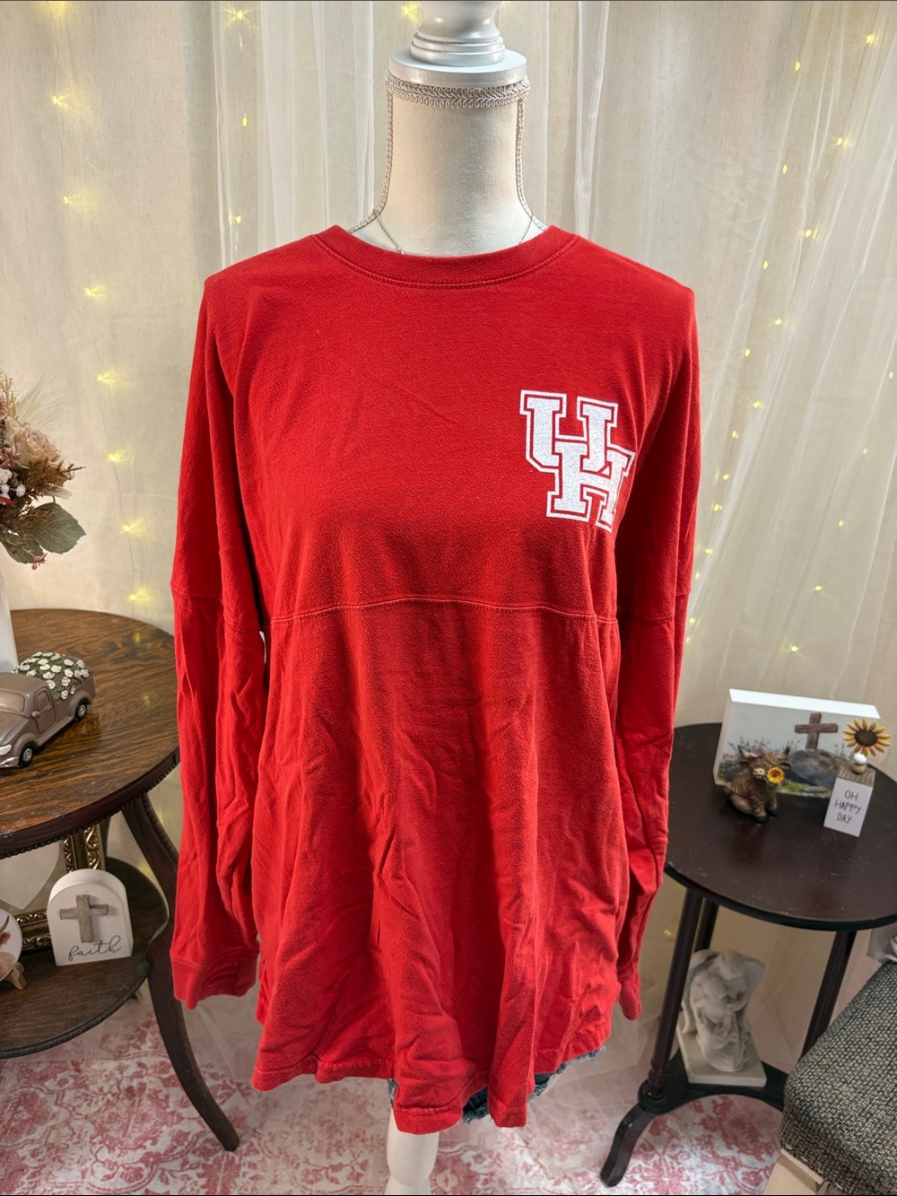 University of Houston Red Long Sleeve Shirt UH Logo